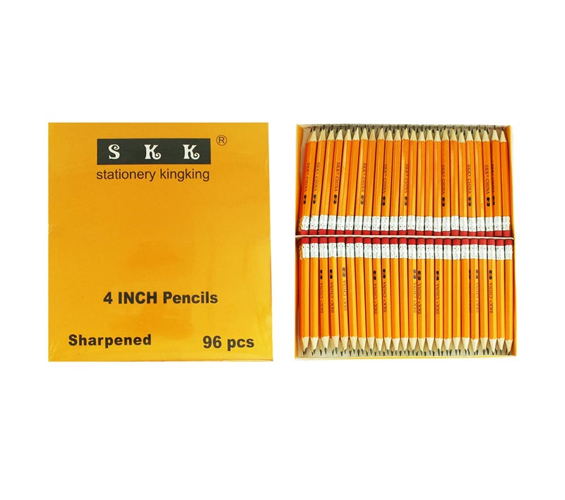 SKKSTATIONERY Half Pencils with Eraser Tops, Golf Pencils, 4 inch, Classroom, Pew - #2 HB, Hexagon, Pre-sharpened, Back to school, 96/Box. - Image 1